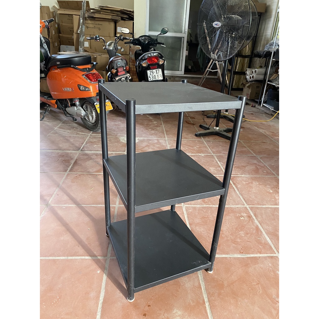 Thanh Lý Kệ Inox Cao Cấp Sơn Tĩnh Điện 4 Tầng, bám bụi do quá trình vận chuyển, TẶNG 4 BÁNH XE DI CHUYỂN