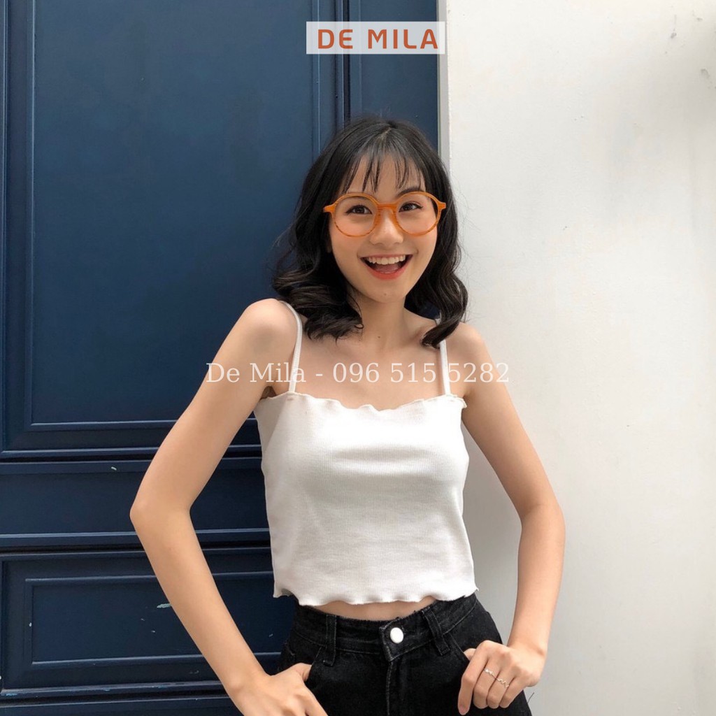 Áo Hai Dây De Mila Dáng Ôm Viền Lượn Sóng Vải Cotton Mịn Cao Cấp Áo 2 Dây Nữ Co Giãn 4 Chiều - AVQ45 | BigBuy360 - bigbuy360.vn