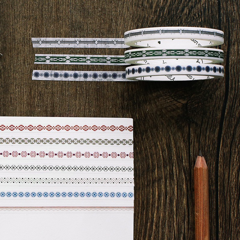 Cuộn băng dính WASHI TAPE MINI 1mm dùng trang trí sổ đáng yêu, cute