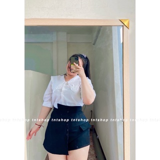SET ÁO SƠ MI + CHÂN VÁY NÚT CẠP CAO [ TNT SHOP BIGSIZE 60KG 90KG ]