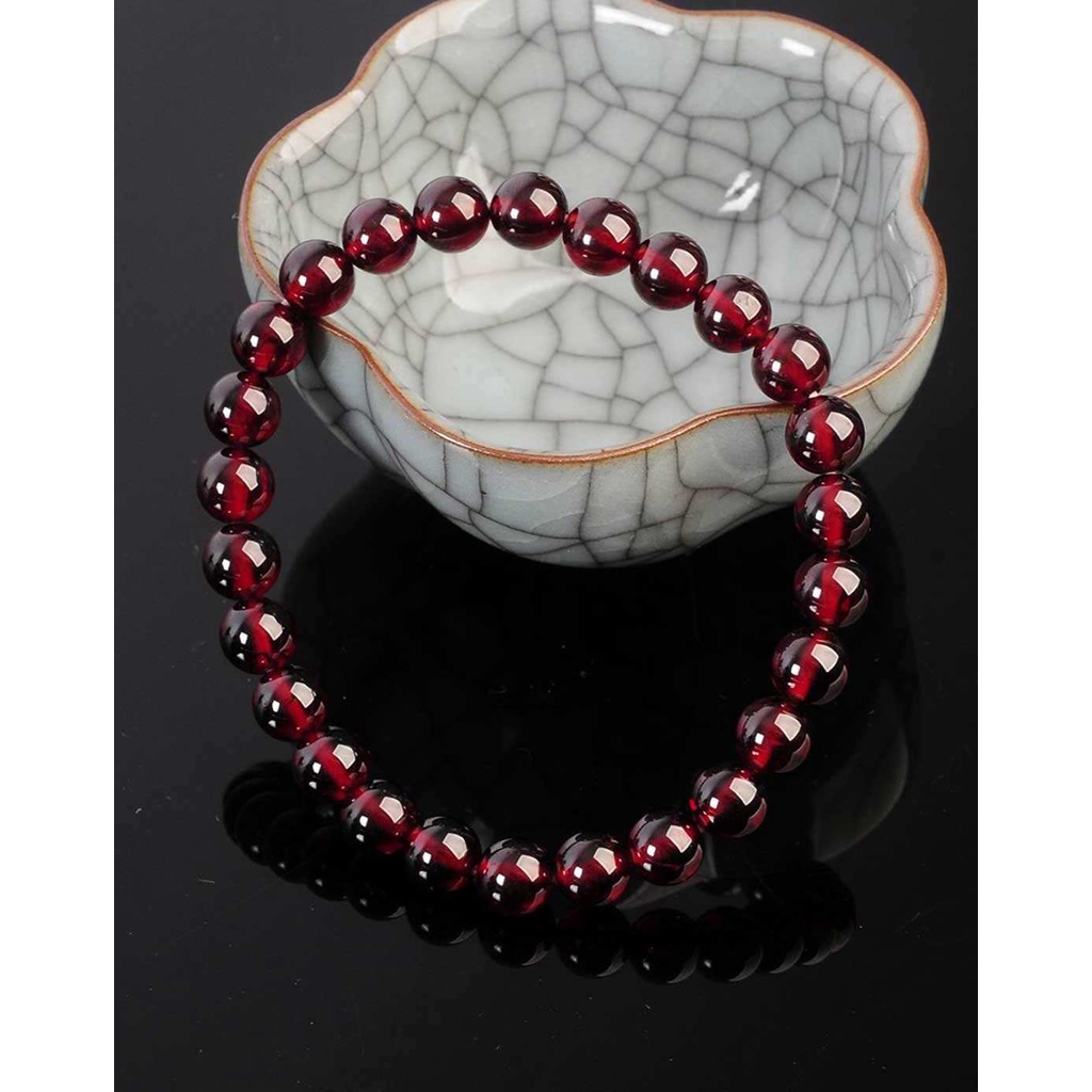 Vòng tay chuỗi hạt đá ngọc hồng lựu cỡ 6mm 7mm dành cho nam và nữ