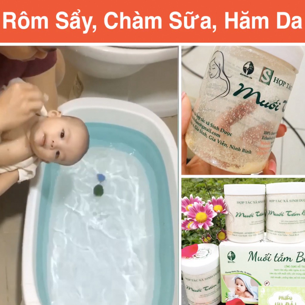 Muối Tắm Bé Độc Mộc Hỗ trợ Rôm Sẩy Mẩn Ngứa cho be MamaBabyVN