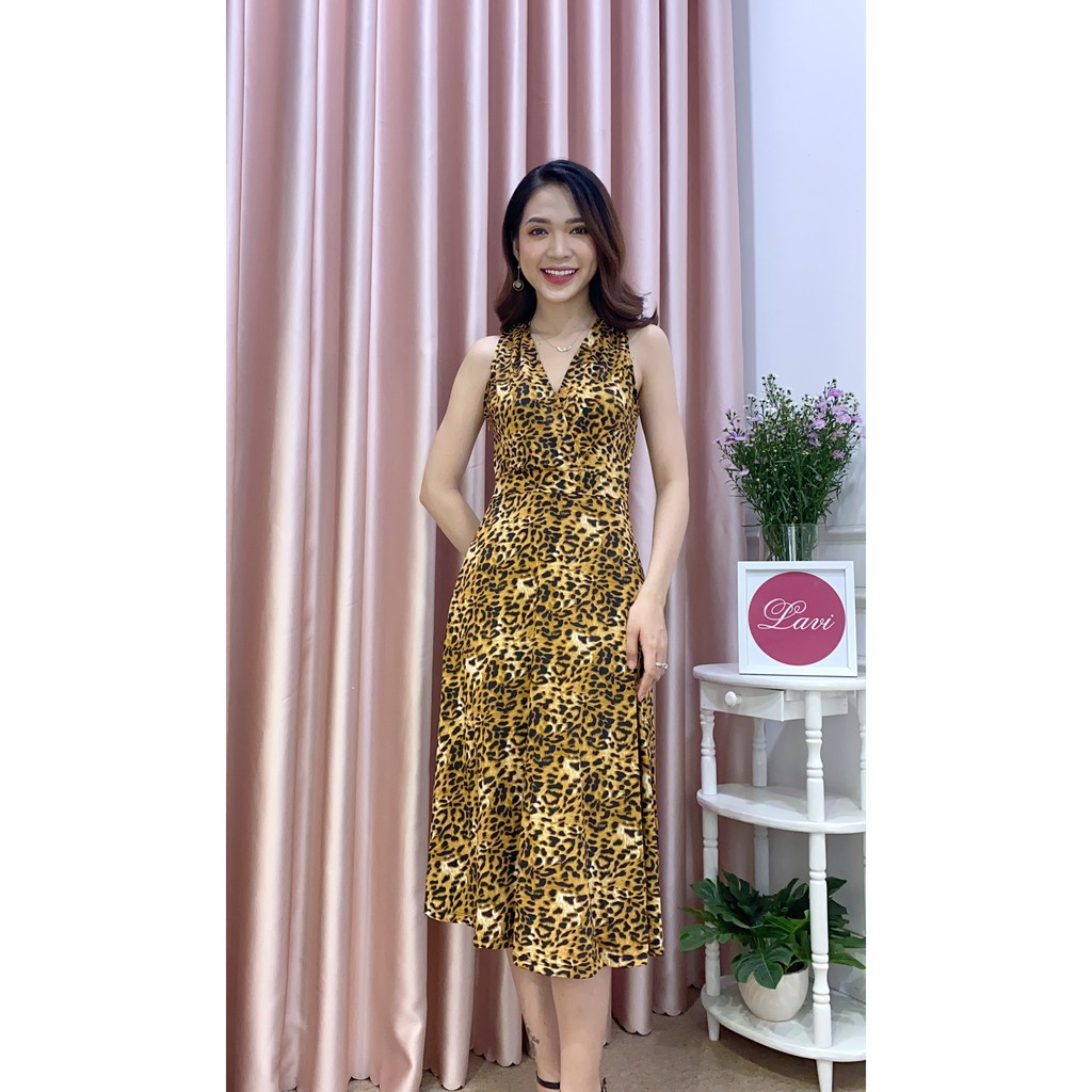 L2148 Đầm thun xòe họa tiết da beo sát nách - Lavi House | BigBuy360 - bigbuy360.vn