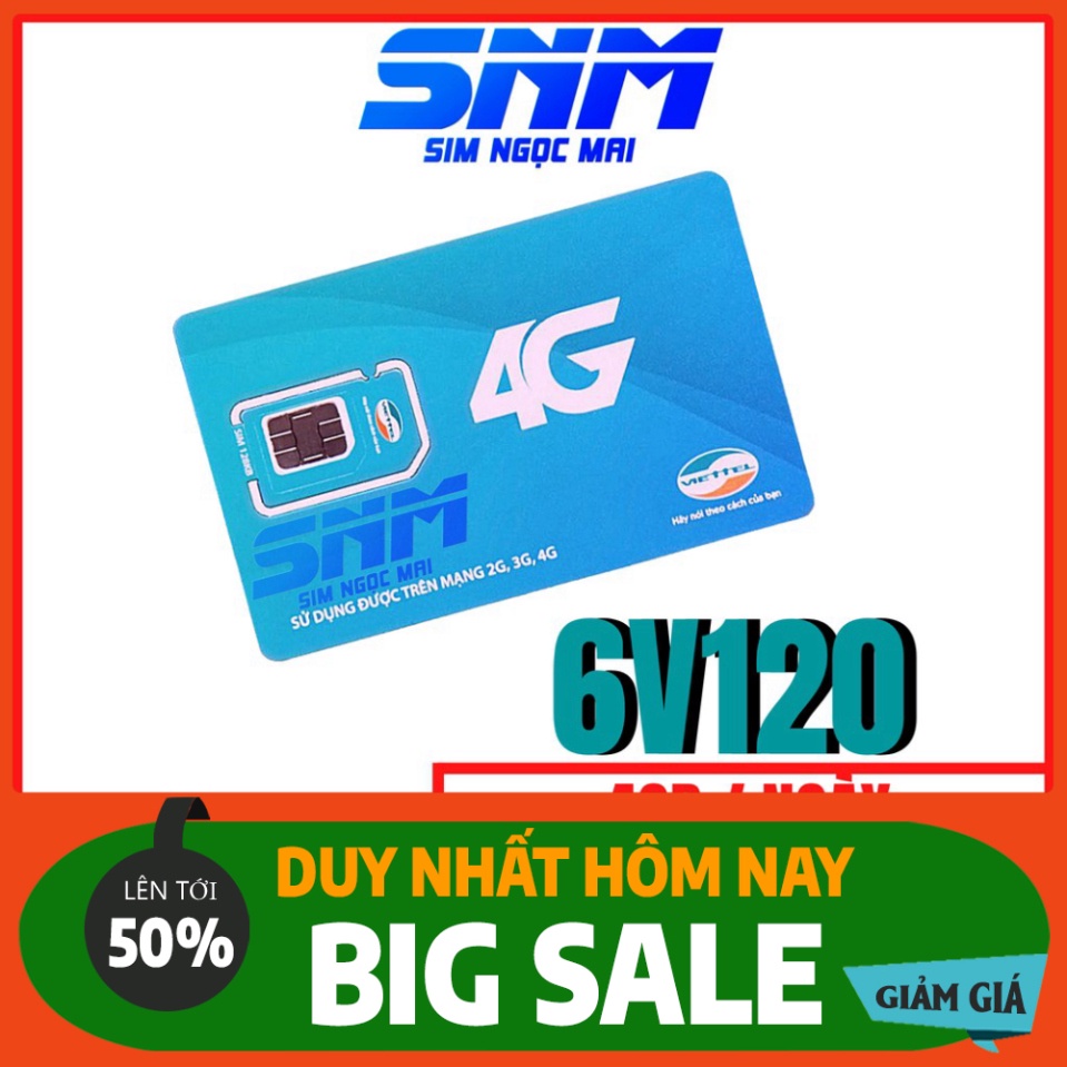 GIÁ CỰC SỐC  (FREE 12T) Sim 4G Viettel V120 Trọn Gói 12 Tháng - 4GB/NGÀY - 1440GB / NĂM - Miễn Phí G ....