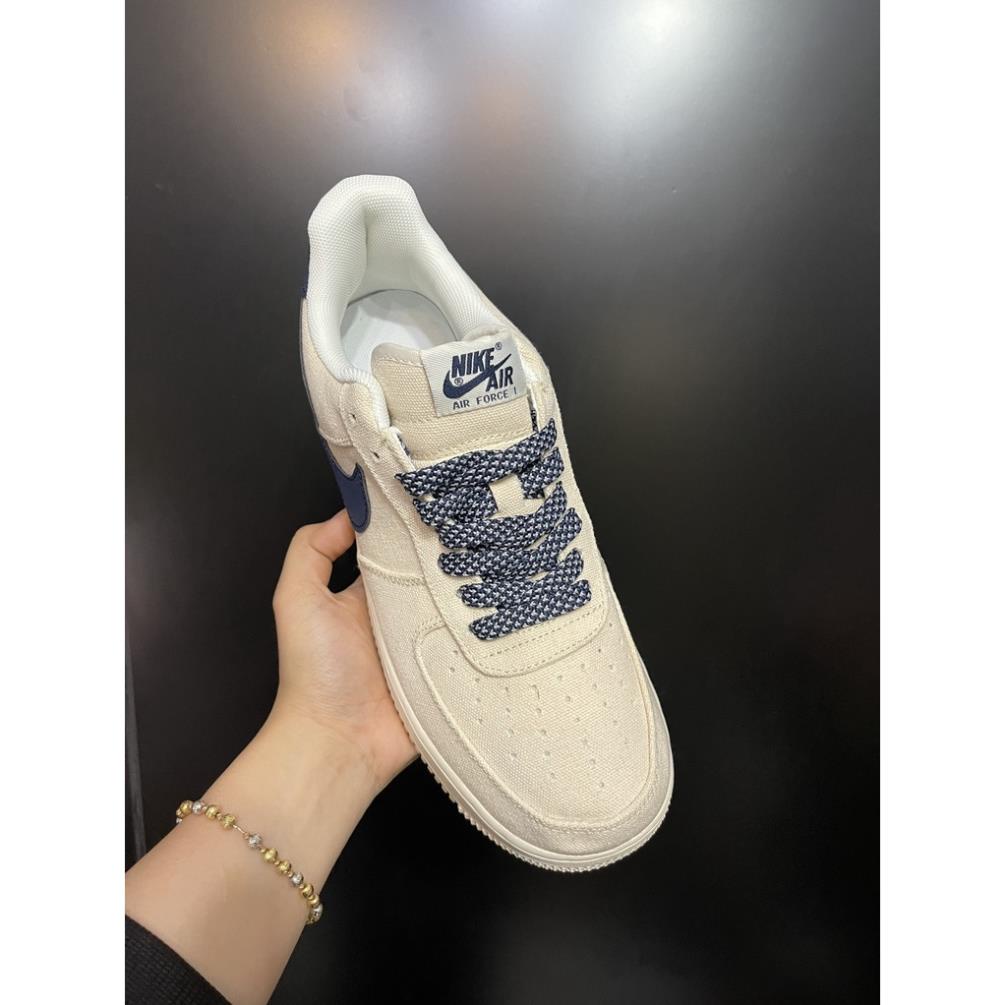 Giày AF1 B.eige deep blue vải G.a.i D.ầ.u phiên bản cao cấp. AF1 kem vạch xanh than. | BigBuy360 - bigbuy360.vn