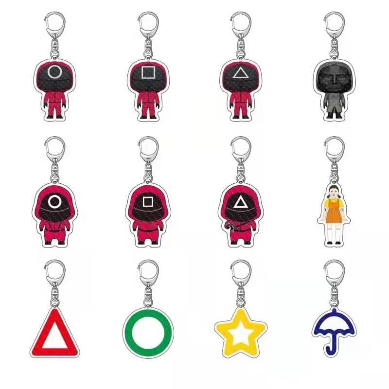 Móc Khóa Hình Mặt Nạ Đỏ Hoạt Hình Bằng Acrylic Dùng Để Hóa Trang Nhân Vật Six TV Series Lee Jung Jae