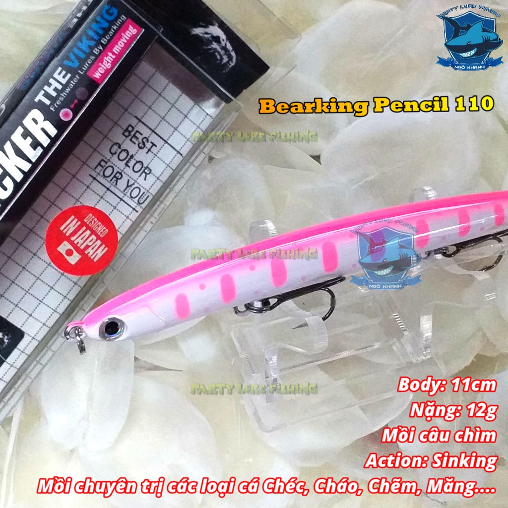 Mồi câu cá Bearking Pencil 110, mồi lure cá măng, chẽm, chéc, cháo...