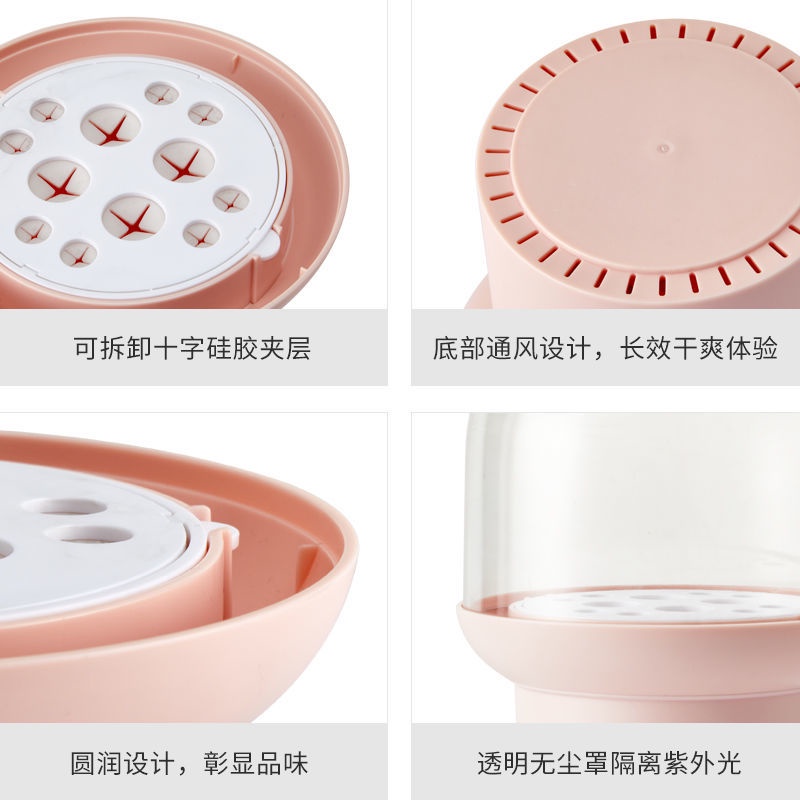 Hộp Đựng Cọ Trang Điểm Sức Chứa Lớn Chống Bụi Có Nắp Giá Đỡ
