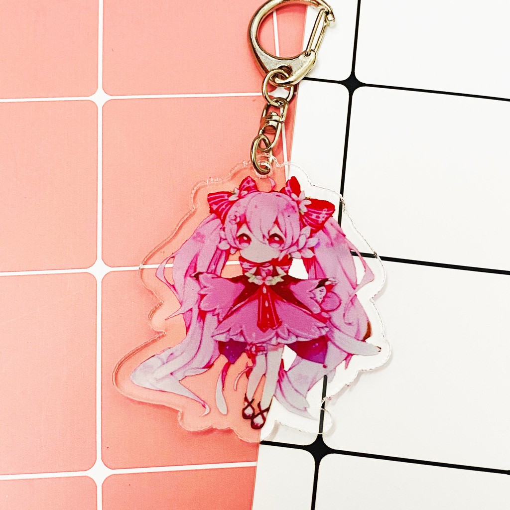 ( Mica trong acrylic ) Móc khóa Miku Hatsune quà tặng xinh xắn dễ thương in hình anime chibi