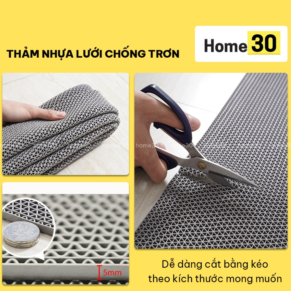 Thảm nhựa lưới chống trơn trượt nhà tắm bể bơi màu xám đỏ xanh khổ 90cmx50cm