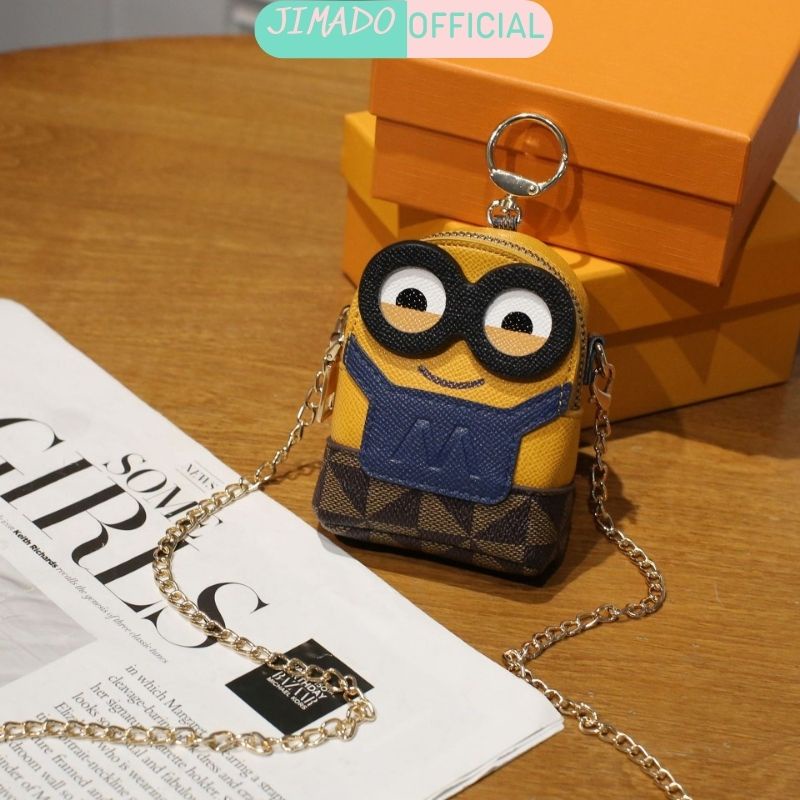 Túi xách cho bé đeo chéo túi minion nhỏ nhắn đáng yêu chất liệu da xịn dây xích đeo chéo jimado