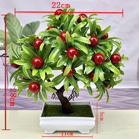 Chậu cây bonsai giả có quả VI040 (nhiều loại quả để chon, kèm chậu), cây hoa giả trang trí