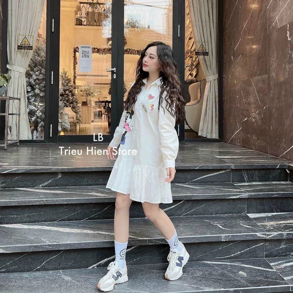 Đầm suông cổ áo sơ mi họa tiết hoạt hình kết hợp đuôi cá siêu cute, xinh xắn dành cho các nàng đi chơi, dạo phố | BigBuy360 - bigbuy360.vn