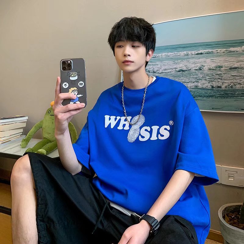 Áo Thun Tay Ngắn Cổ Tròn In Chữ Dáng Rộng Thời Trang Mùa Hè Cho Nam size M-5XL