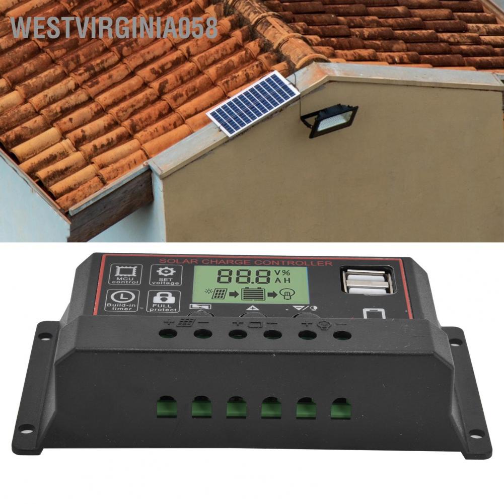 Westvirginia058 Bộ điều khiển sạc thông minh Bảng pin năng lượng mặt trời USB kép Thiết bị PWM 12 / 24V