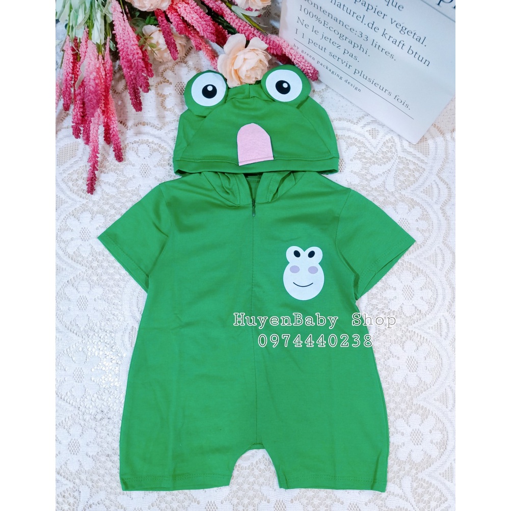 (Được chọn mẫu) Body đùi in hình thú có mũ ngộ ngĩnh cho bé trai và bé gái sơ sinh 3-11kg , hàng đẹp
