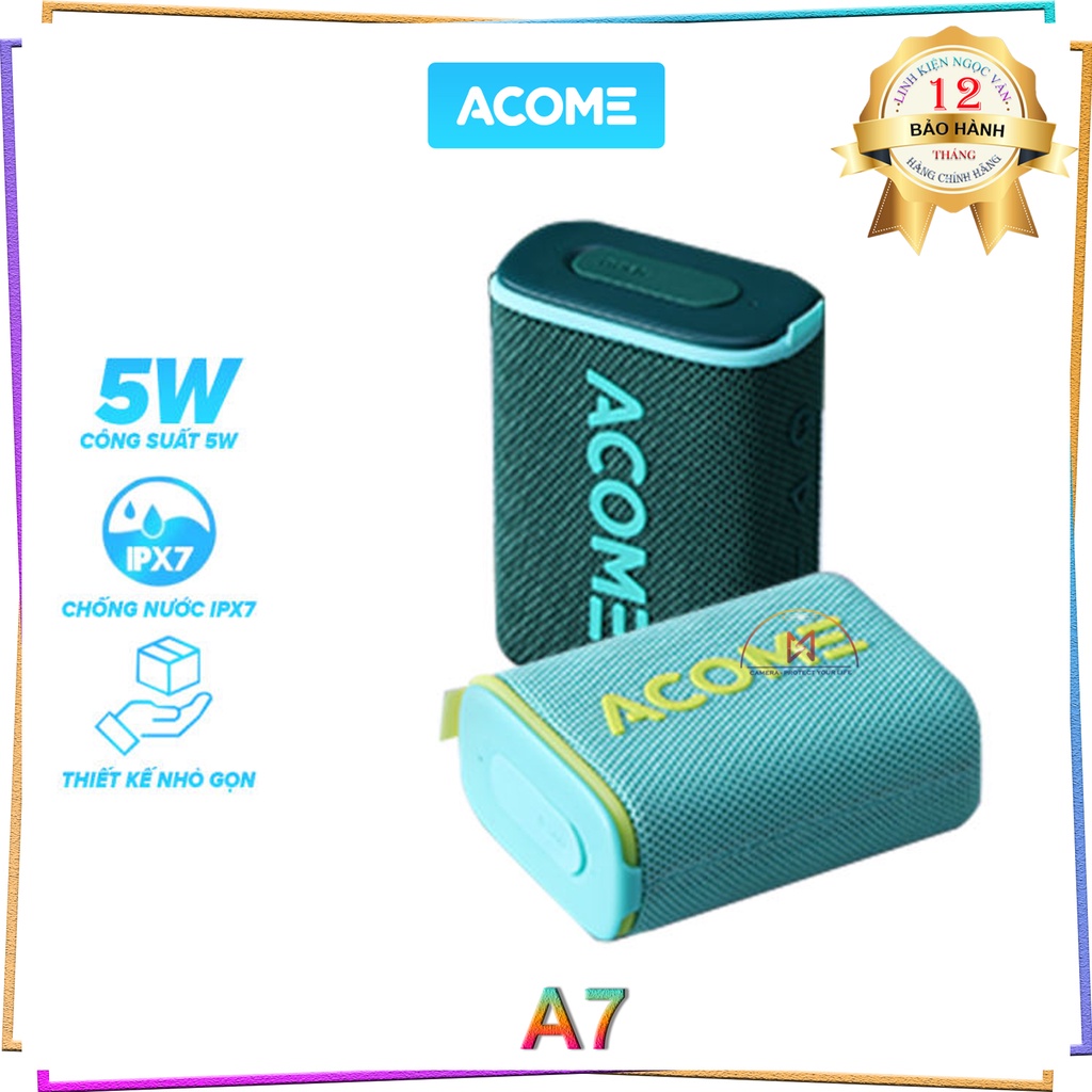 Loa Bluetooth Nhỏ Gọn ACOME A7 Công Suất 5W Chống Nước IPX7 Bluetooth 5.0