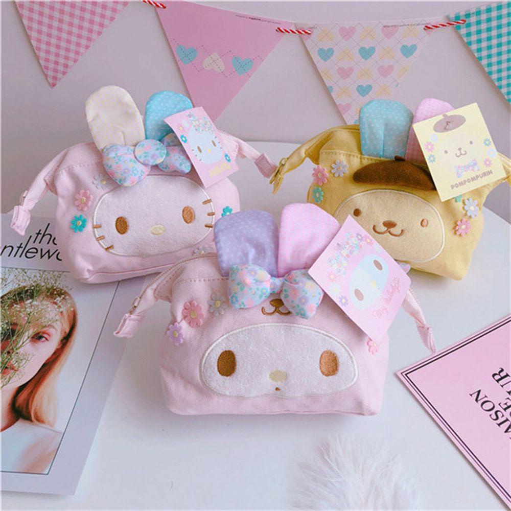 Túi Đựng Mỹ Phẩm Phối Khóa Kéo Họa Tiết Mèo Kitty Dễ Thương