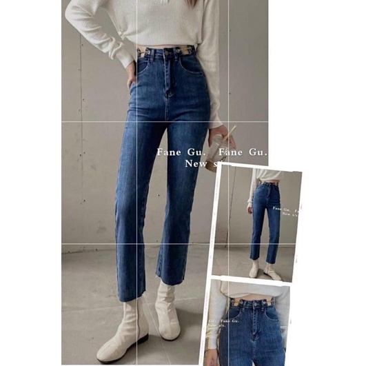 [ Ảnh thật ] Quần jeans baggy cạp cao tôn dáng