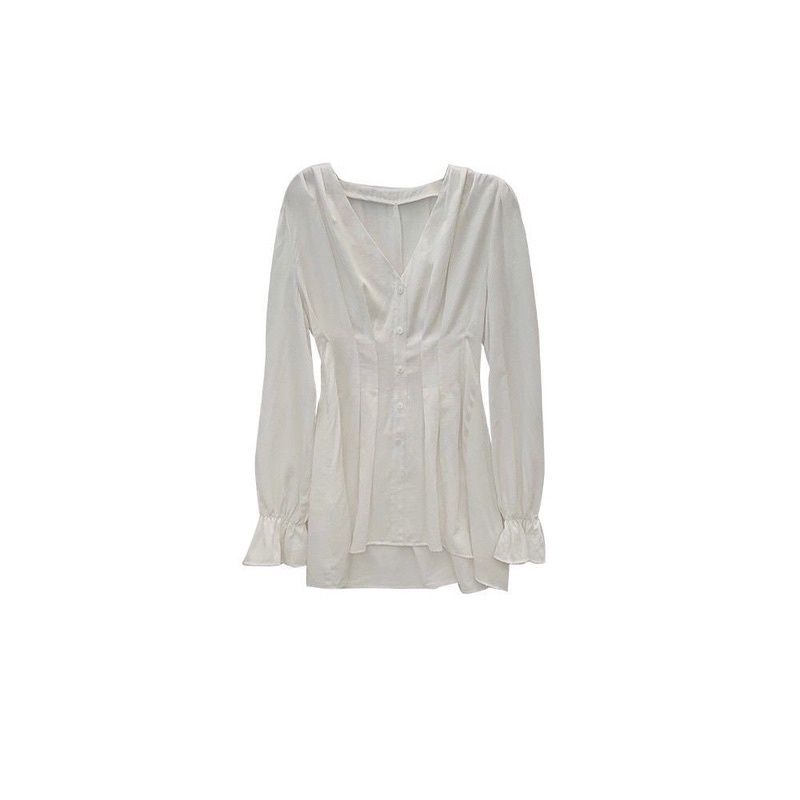 Váy trắng trơn chất mát tay xoè