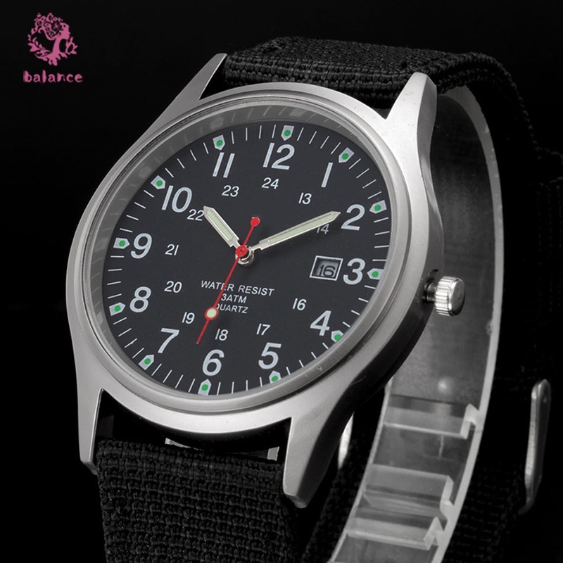 Đồng Hồ Analog Máy Quartz Dây Vải Quân Đội Chống Nước Cho Nam