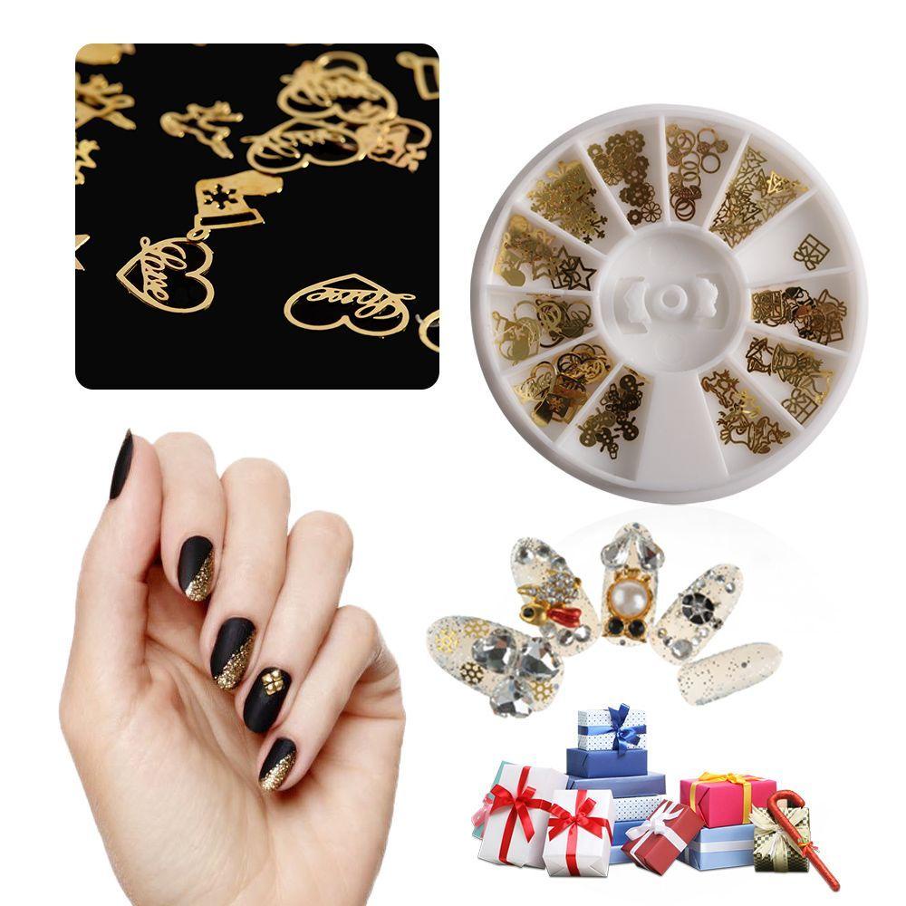 Hộp 120 Hạt Kim Sa Hình Hoa 3D Trang Trí Móng Tay DIY