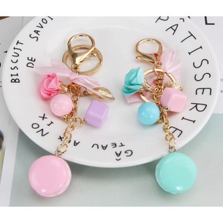 Móc khóa macaron dây nơ