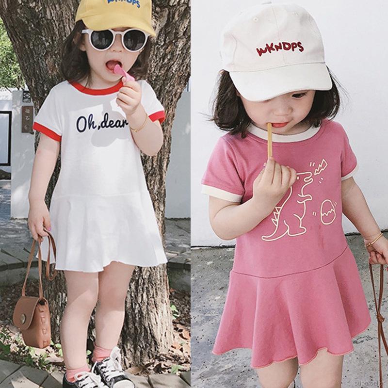 Đầm bóng chày in họa tiết thời trang dễ thương cho bé gái 1-7 tuổi