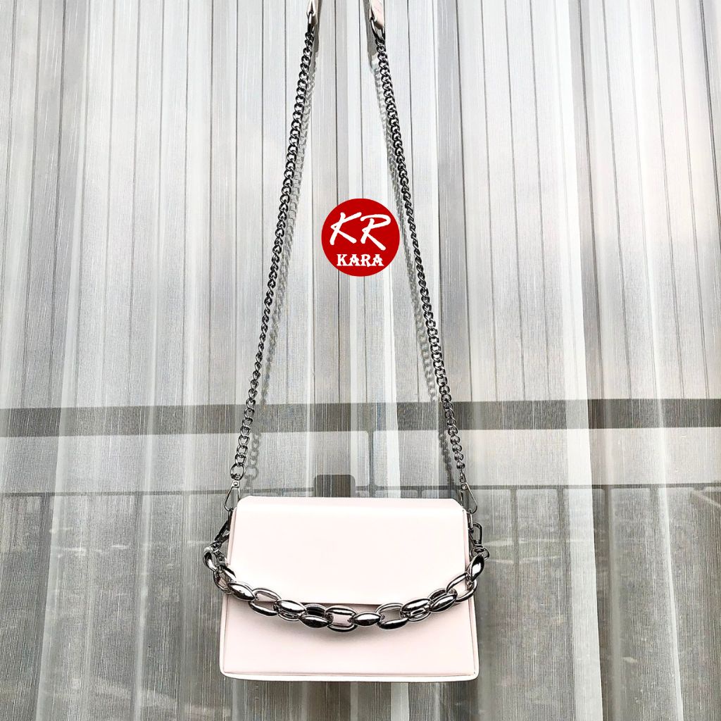 Túi xách nữ đeo chéo dây xích KARA 480- Size 19*14*6cm, Dạng hộp, 2 Màu lựa chọn