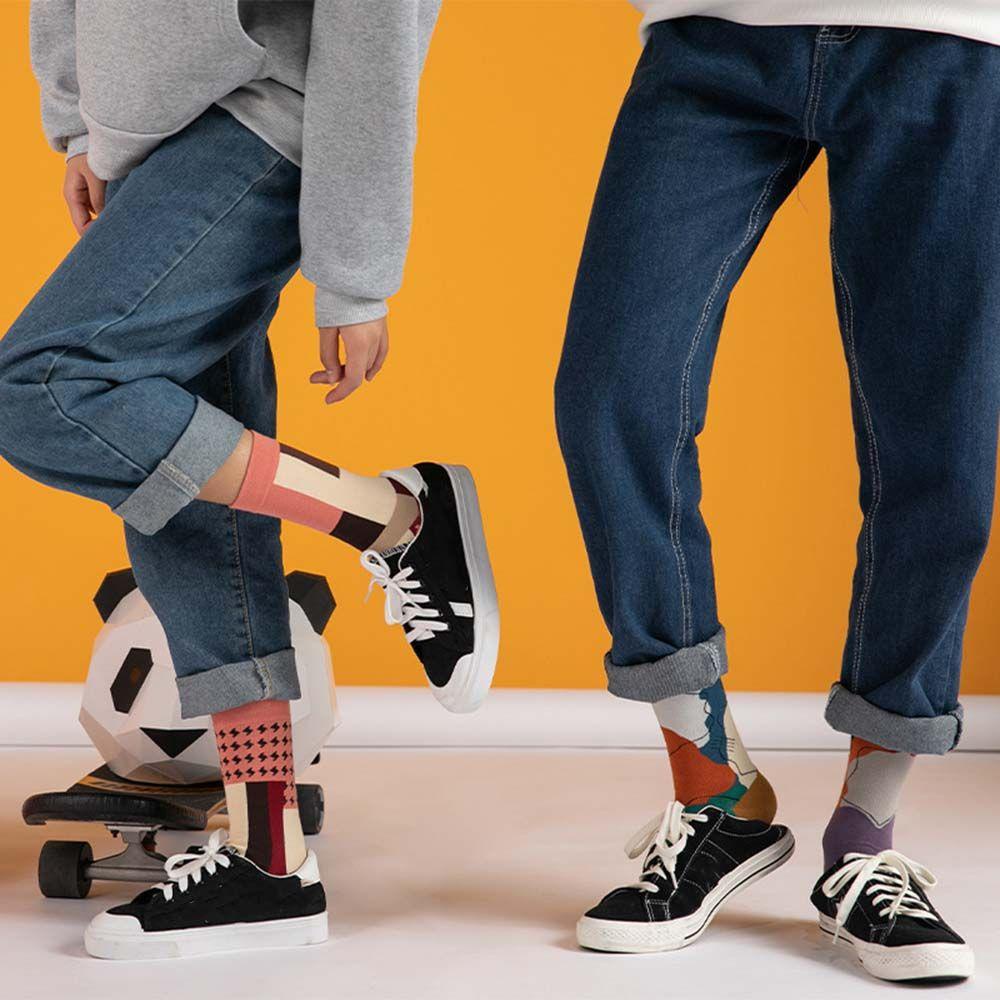 Vớ Cotton Cổ Cao Họa Tiết Kẻ Sọc Thoáng Khí Thời Trang Cho Nam