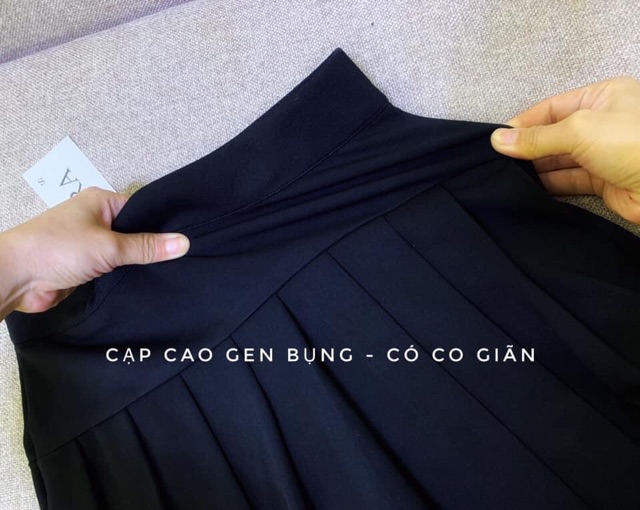 Chân váy đen xếp ly cạp cao gen bụng | WebRaoVat - webraovat.net.vn