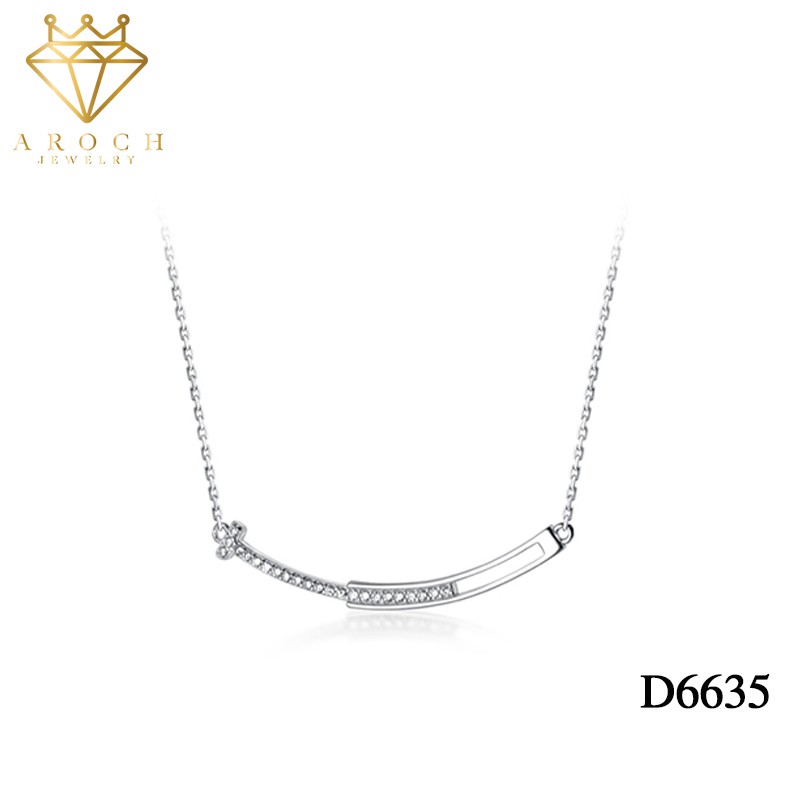 Dây chuyền bạc Ý s925 mặt bạc cong nghệ thuật D6635 - AROCH Jewelry