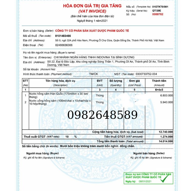 Nước Hồng Sâm Samsung Hàn Quốc, Hộp 10 Chai