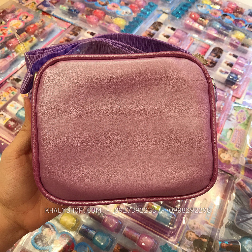 Túi đeo chéo 2 ngăn hình Mèo Hello Kitty bánh kem màu tím cho bé gái (Thái Lan) - 2506KT02502 - (14x4x11cm)