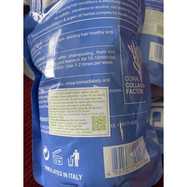 Diva _ Dầu Hấp Ủ Dưỡng Ẩm Phục Hồi Siêu Mềm Mượt Diva Collagen 500ml_ chuẩn tem công ty