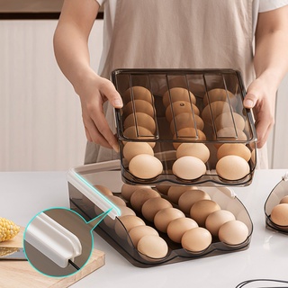 Creative Plastic Egg Box Automatic Rolling Easy Clean Saving Space with Lid
