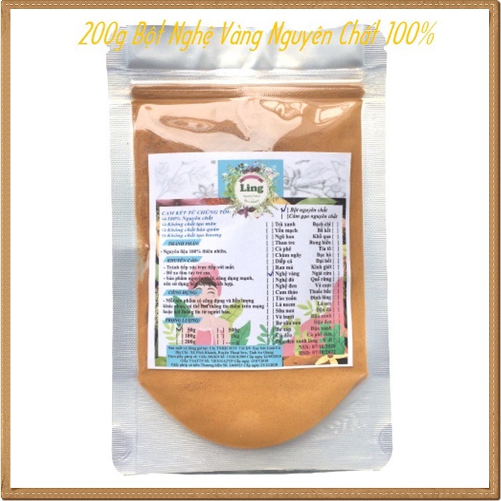 [Sỉ-Rẻ] Bột Nghệ Vàng 200g nguyên chất thiên nhiên 100% có giấy VSATTP và ĐKKD dùng đa công dụng [Lẻ-Sỉ]