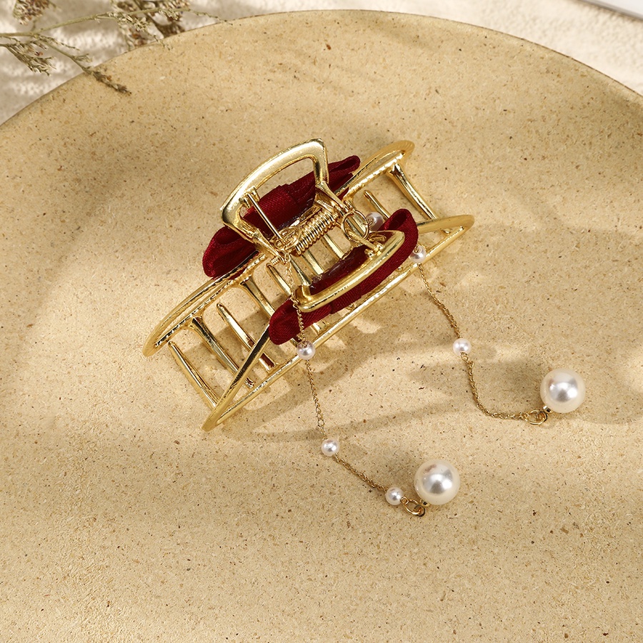 Kẹp Tóc Hợp Kim Hình Nơ Đính Ngọc Trai Nhân Tạo Thời Trang