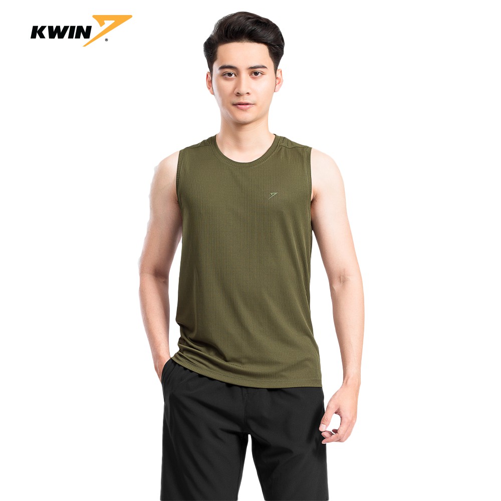 Áo ba lỗ nam, tanktop tập gym Kwin KTT007S9 thiết kế tối giản, dệt jacquard tạo họa tiết sọc dọc nam tính