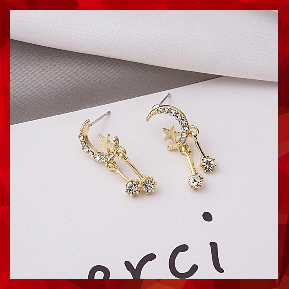 Khuyên tai nữ hình trăng sao đính đá xinh xắn TB27/5 TOBI STORE
