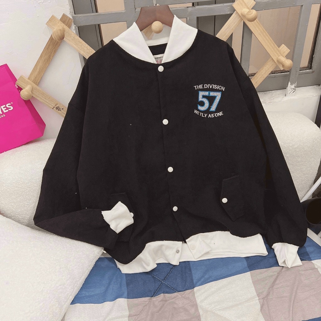 Áo Khoác Nữ Chất Nhung Thêu Logo 57 Form Rộng Mặc Mát Thoải Mái Vận Động NEW UNISEX