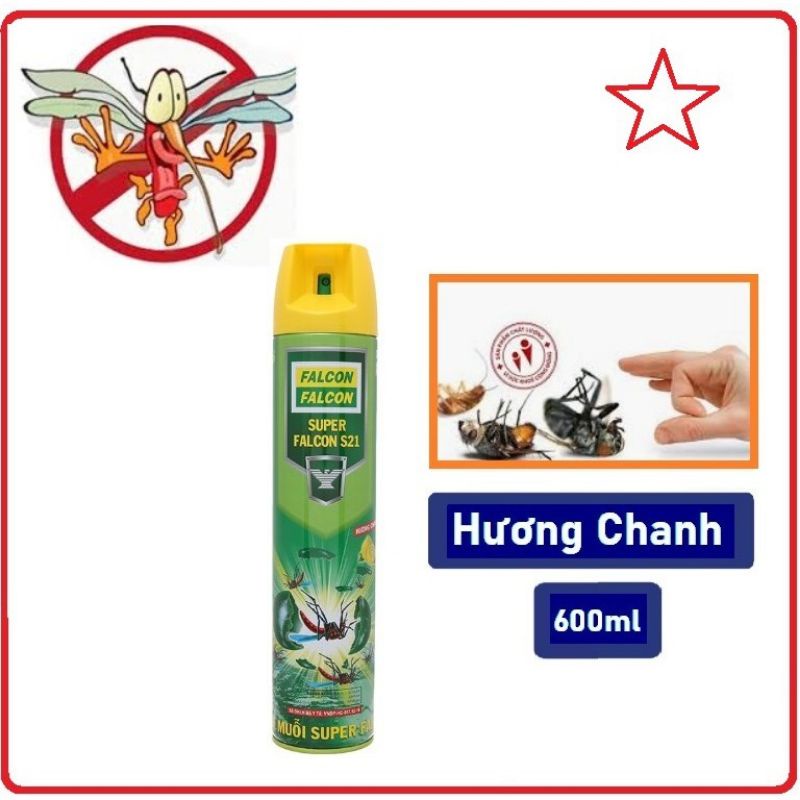 Bình Xịt Muỗi FALCON Hương Chanh 600ml Tặng thêm 60ml