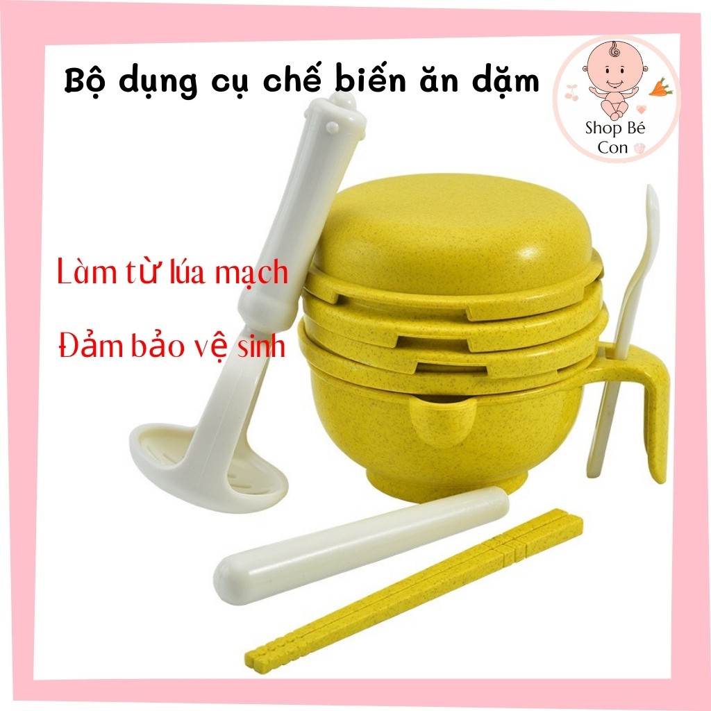 Bộ Dụng Cụ Chế Biến Ăn Dặm Kiểu Nhật Lúa Mạch 10 Chi Tiết Cho Bé