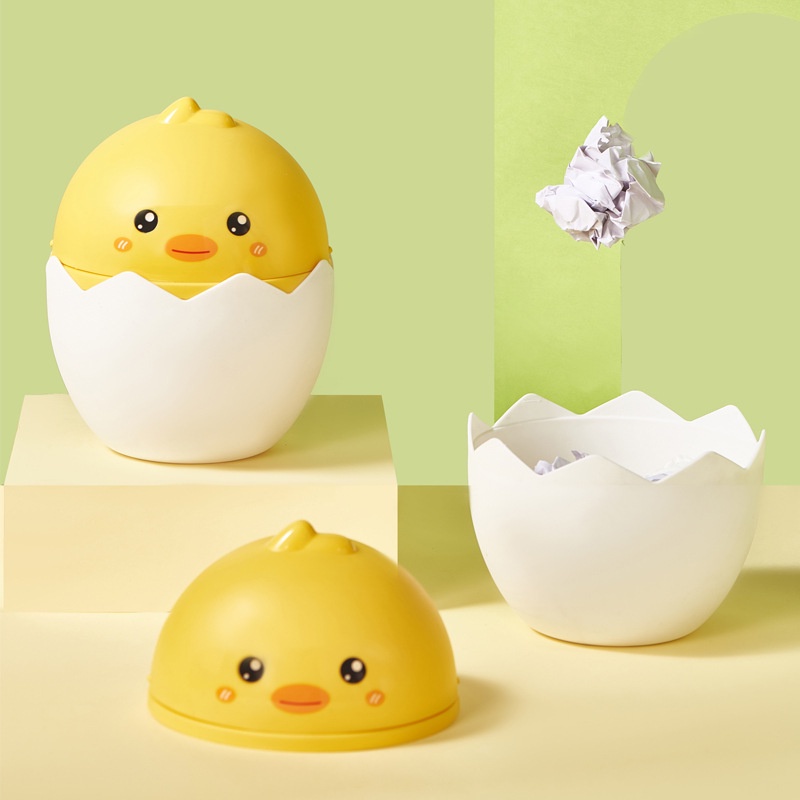Thùng Đựng Rác Để Bàn Nắp Lật Hình Gà Con Hoạt Hình Nhật Bản 24h Kèm Nắp Đậy Dành Cho Gia Đình
