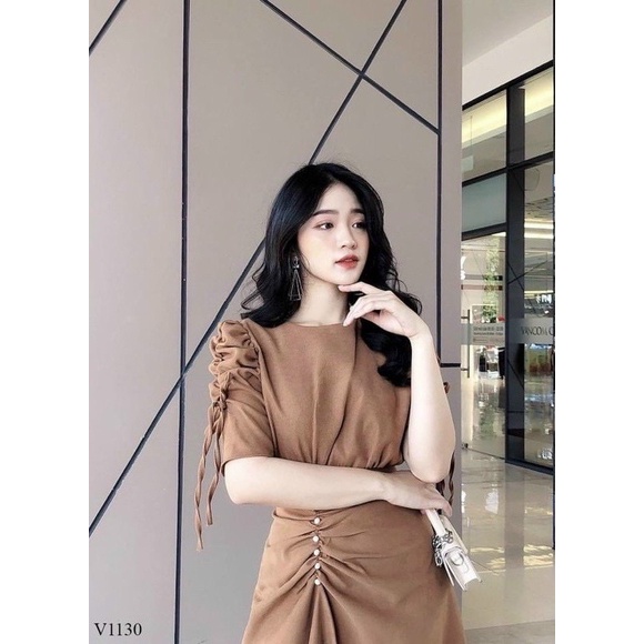 Đầm Bigsize Tay Rút Eo Đính Cườm (Bigsize 55kg Đến 100kg (M/L/XL/XXL)