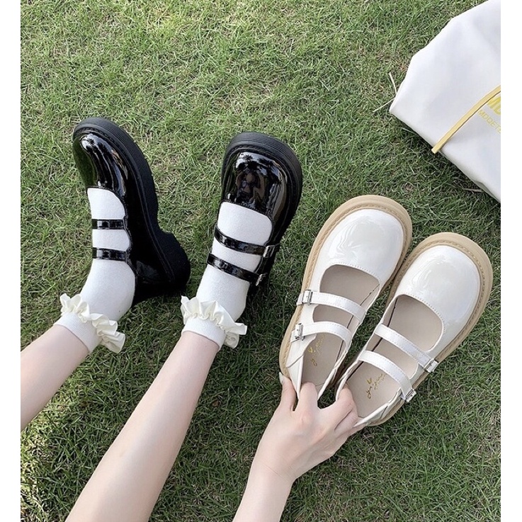 Giày nữ Mary Jane 2 quai cài phong cách Ulzzang