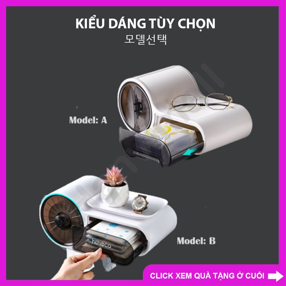 Hộp Đựng Giấy Vệ Sinh Dán Tường Tiện Lợi - Thiết Bị Nhà Tắm Chống Nước 2 Ngăn (Tặng Kèm Miếng Dán)