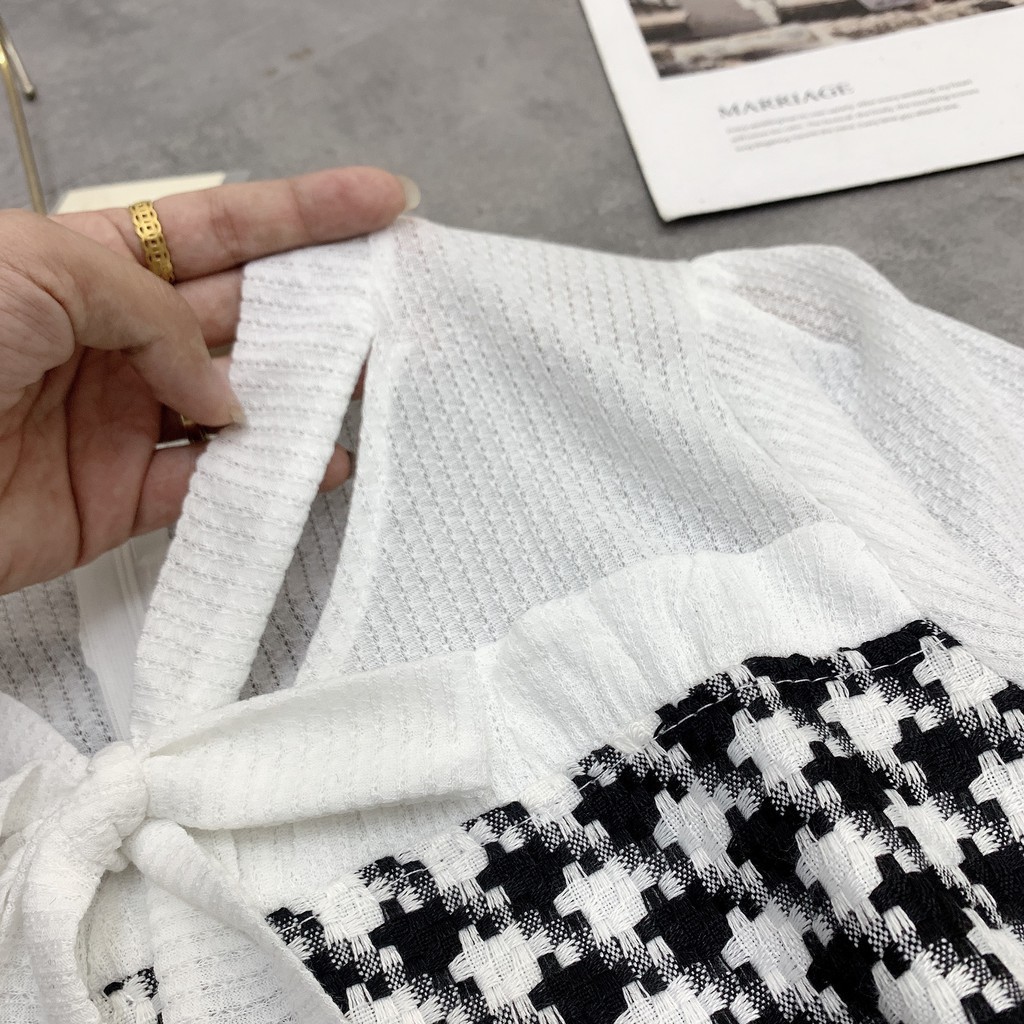 Đầm nữ đẹp, chất xốp họa tiết caro phối tay voan xinh xắn, kiểu dáng trẻ trung, chất vải đẹp, đường may kỹ | BigBuy360 - bigbuy360.vn