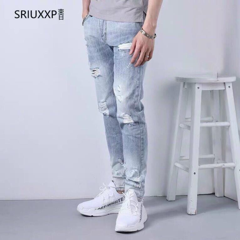 Quần Jean Nam Chất Bò Xanh Xước Mẫu Mới, Phong Cách DKFASHION | BigBuy360 - bigbuy360.vn