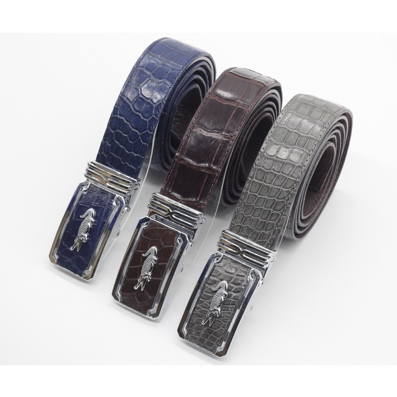 Thắt Lưng Nam - Dây Nịt Nam Da Cá Sấu Thật Mặt Khóa Trượt Cao cấp Sang Trọng Bản Liền Không Nối, BẢO HÀNH 12 THÁNG